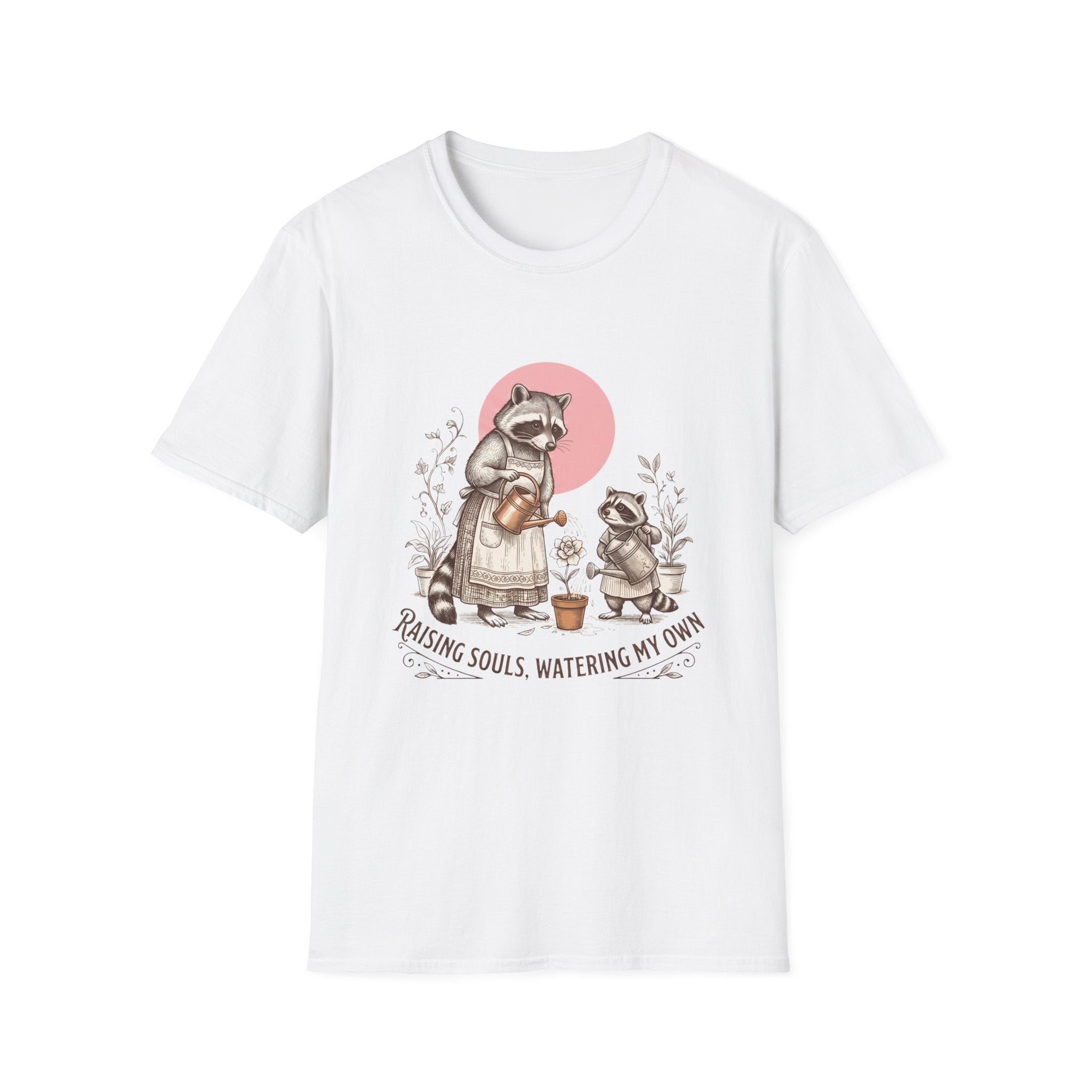 Raccoon Mom & Baby Watering T-shirt