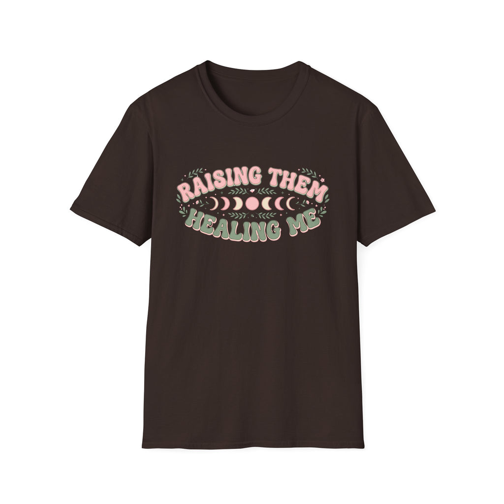 "Raising Them, Healing Me" Pastel Retro Mom T-shirt