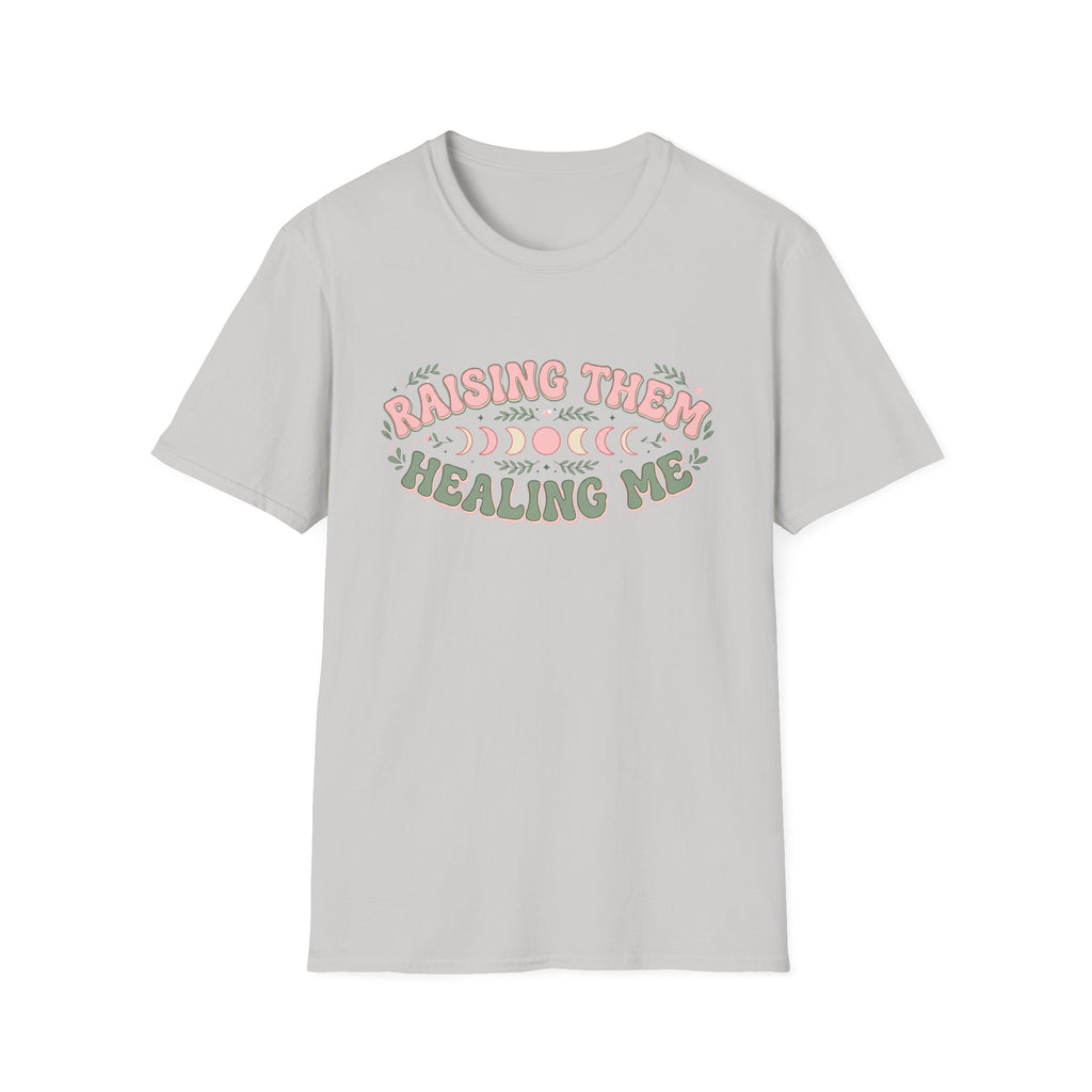 "Raising Them, Healing Me" Pastel Retro Mom T-shirt