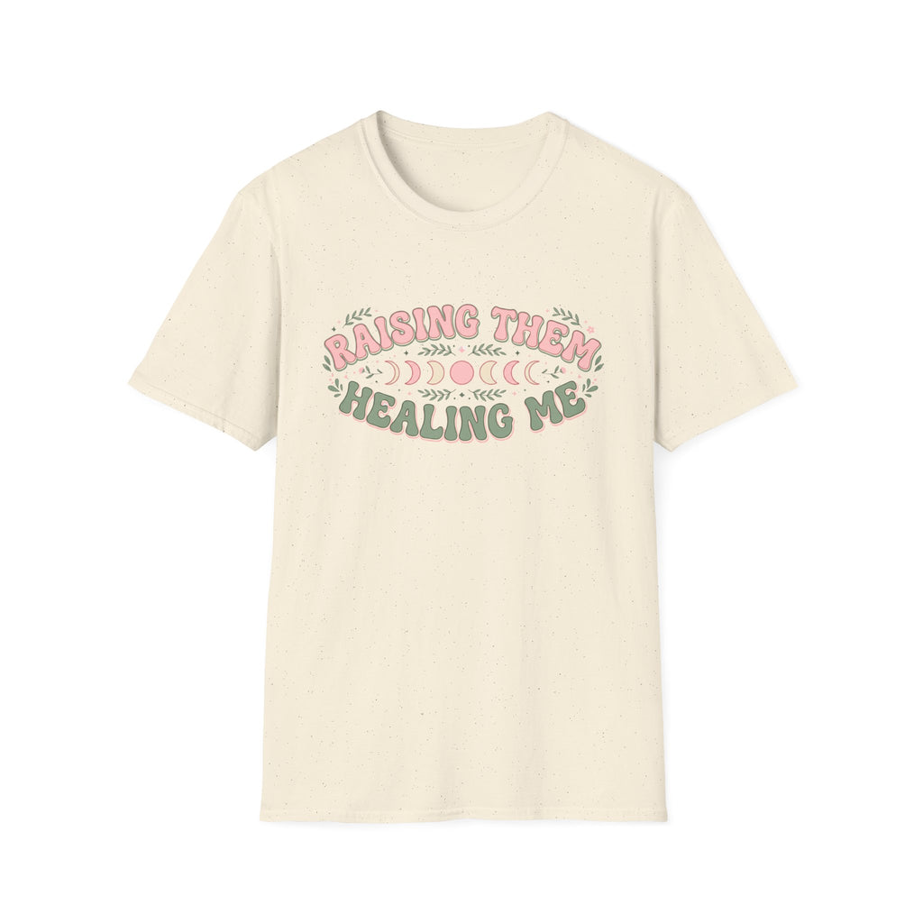 "Raising Them, Healing Me" Pastel Retro Mom T-shirt