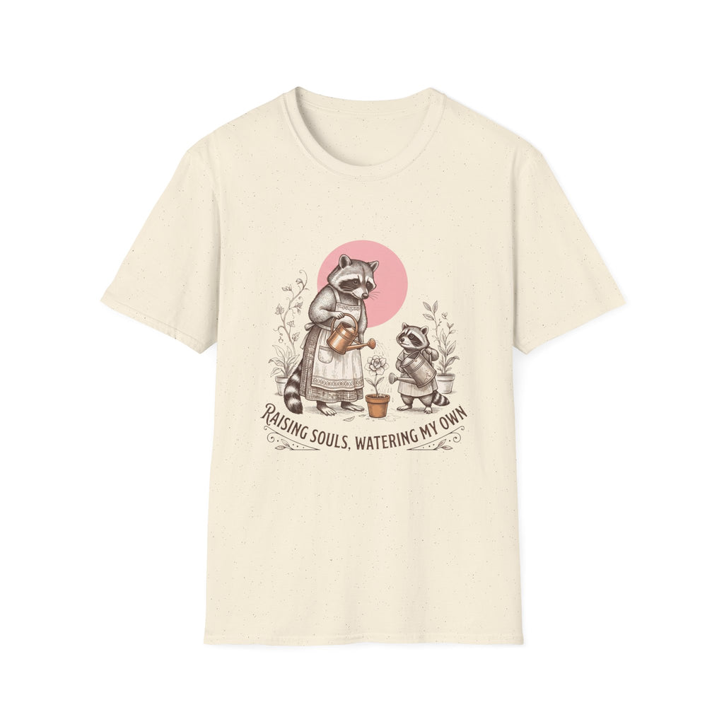 Raccoon Mom & Baby Watering T-shirt