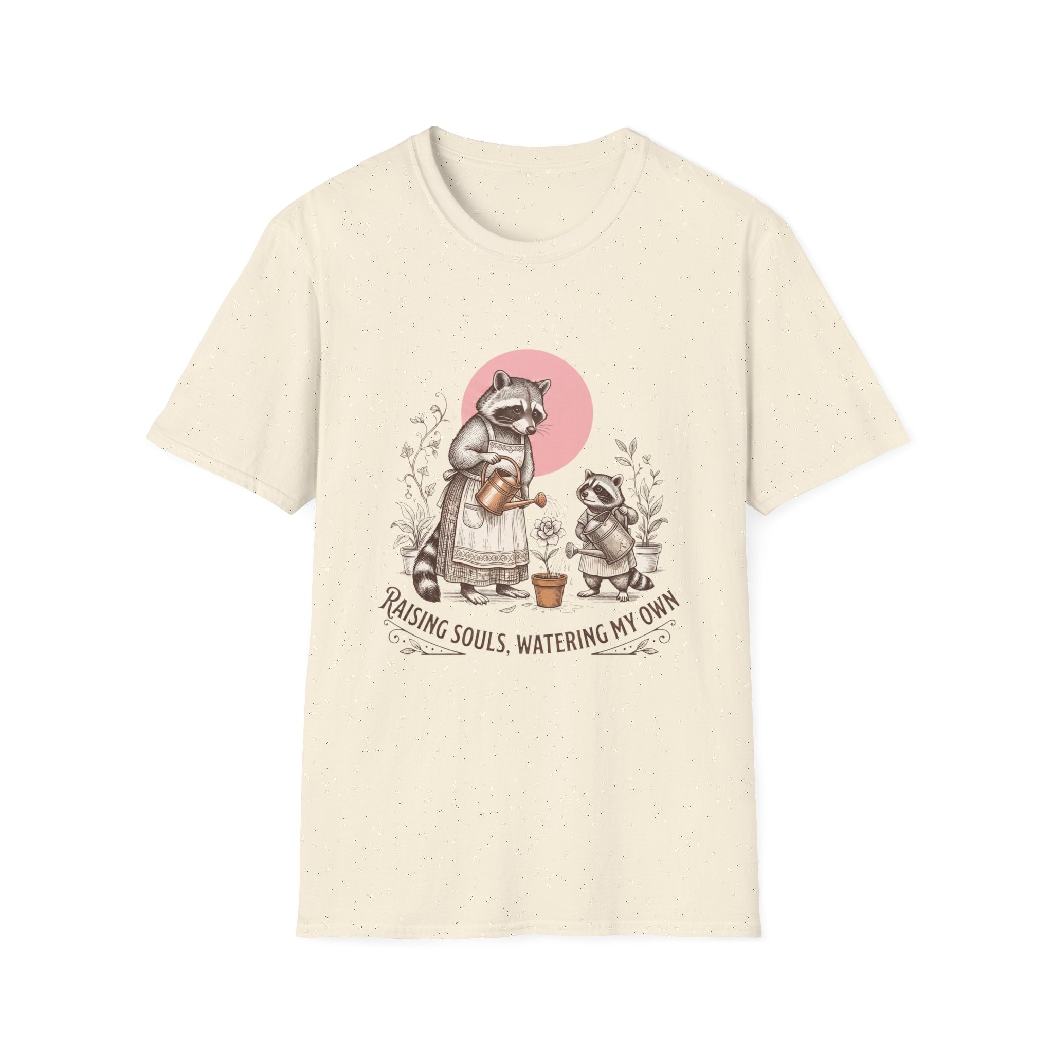 Raccoon Mom & Baby Watering T-shirt