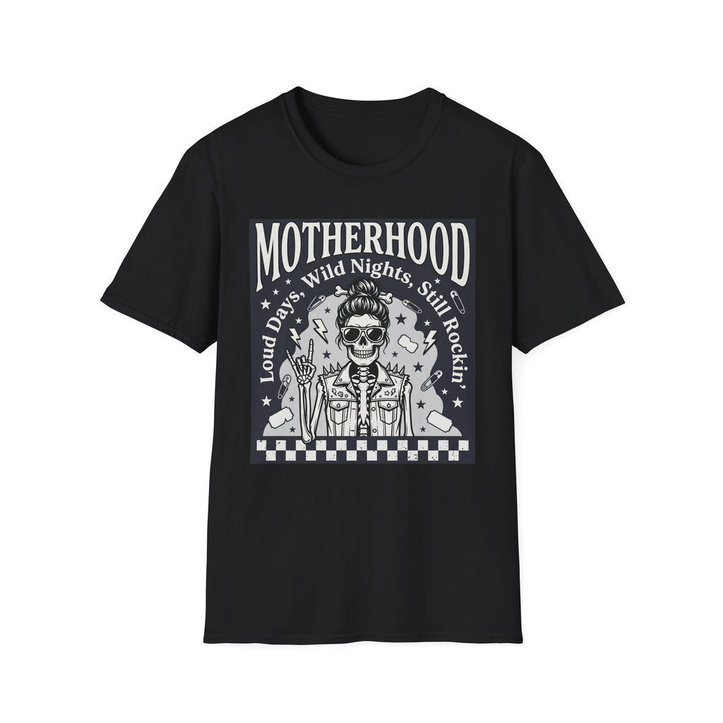 "Motherhood: Loud Days, Wild Nights, Still Rockin'" Graphic T-Shirt
