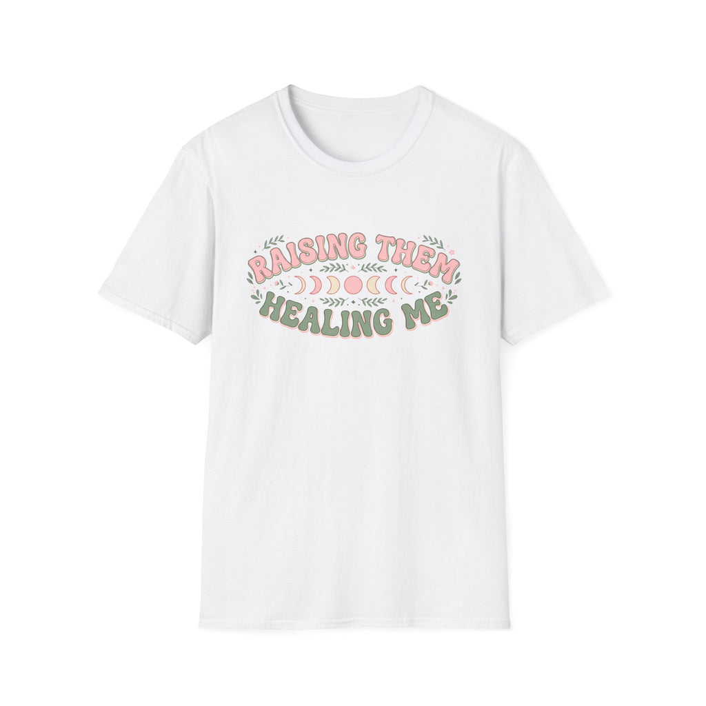 "Raising Them, Healing Me" Pastel Retro Mom T-shirt