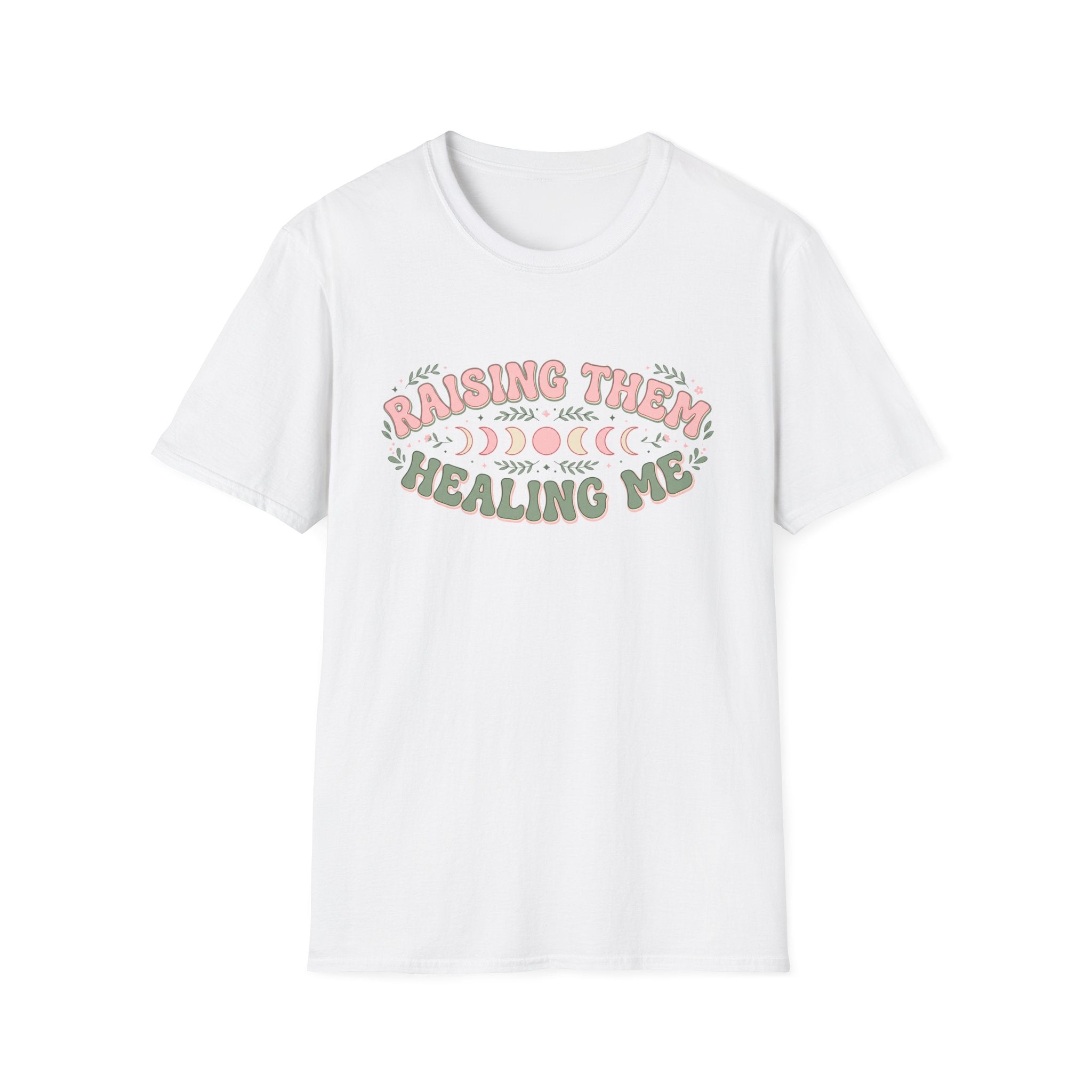 "Raising Them, Healing Me" Pastel Retro Mom T-shirt
