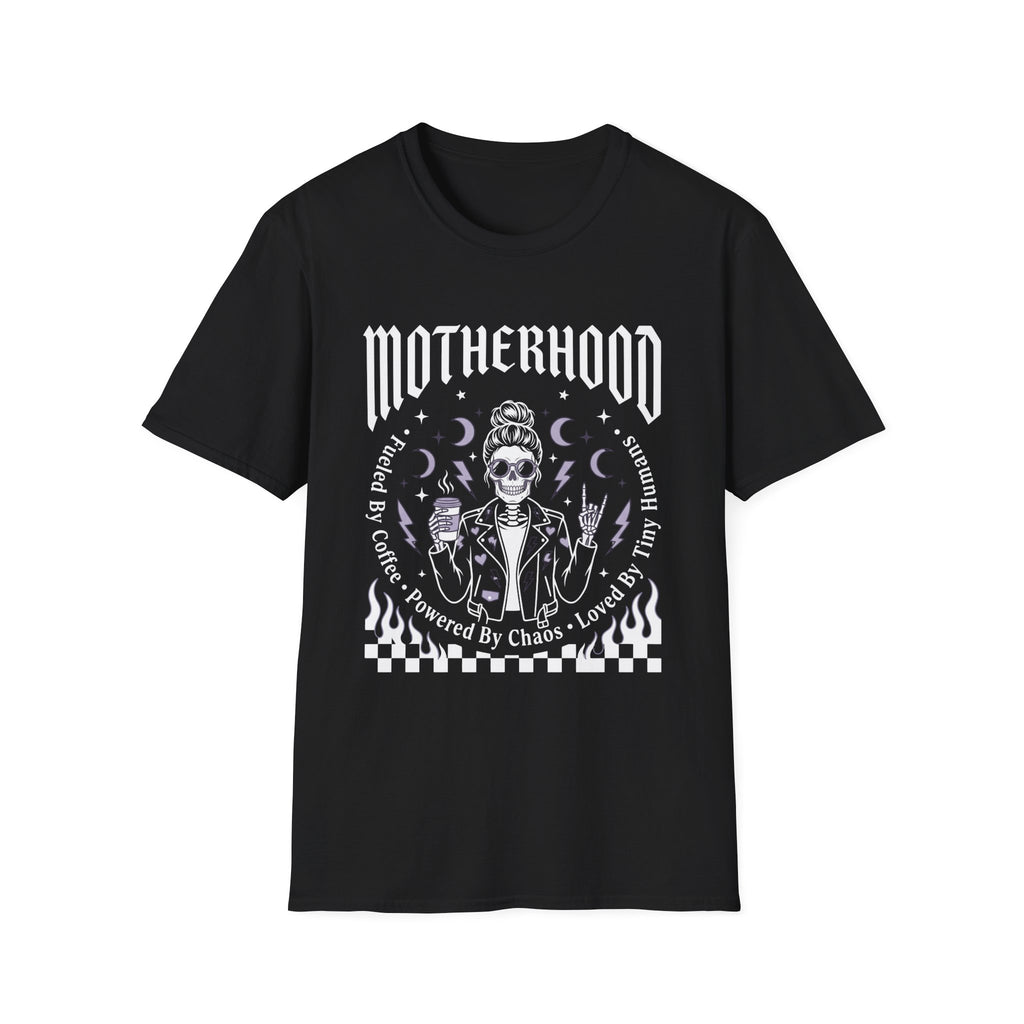 Motherhood Skull Fueled by Coffee T-Shirt