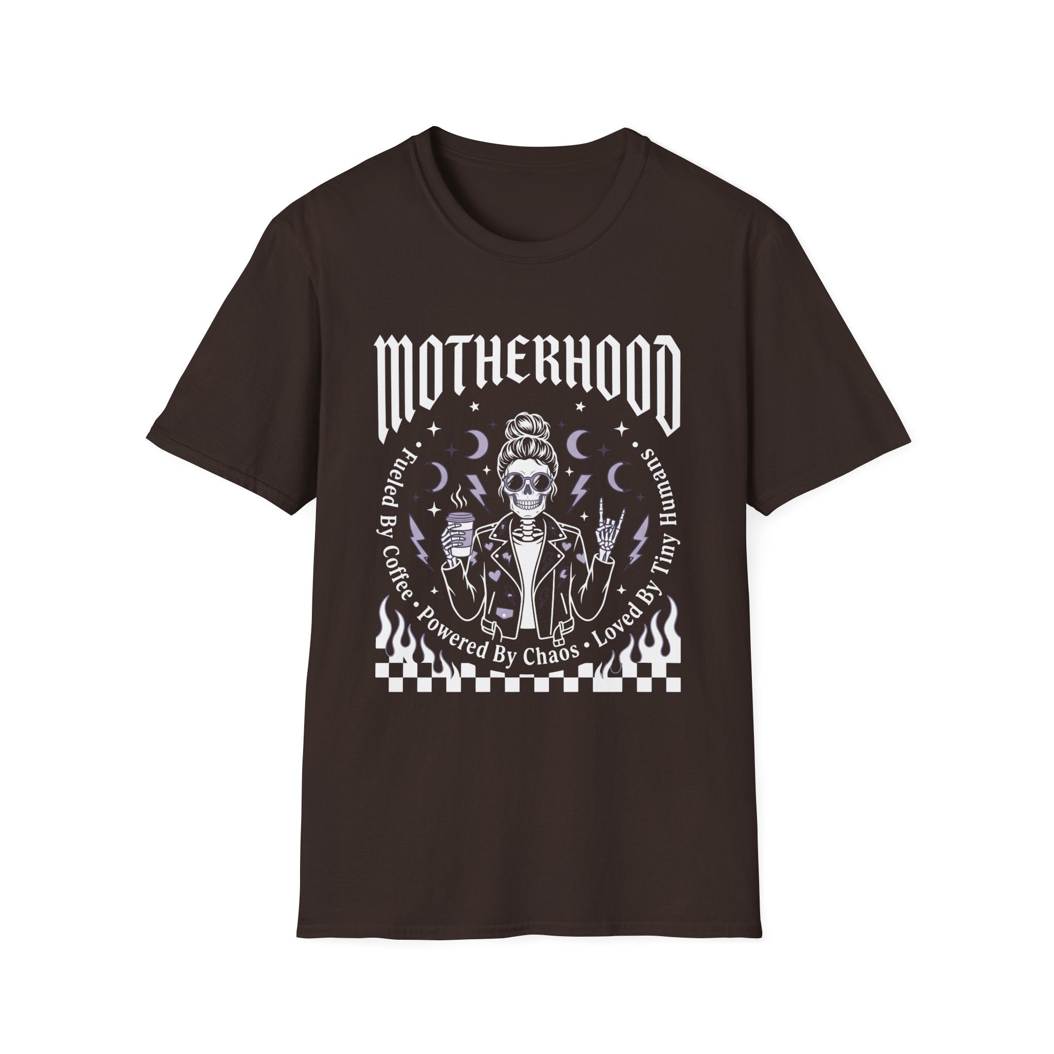 Motherhood Skull Fueled by Coffee T-Shirt