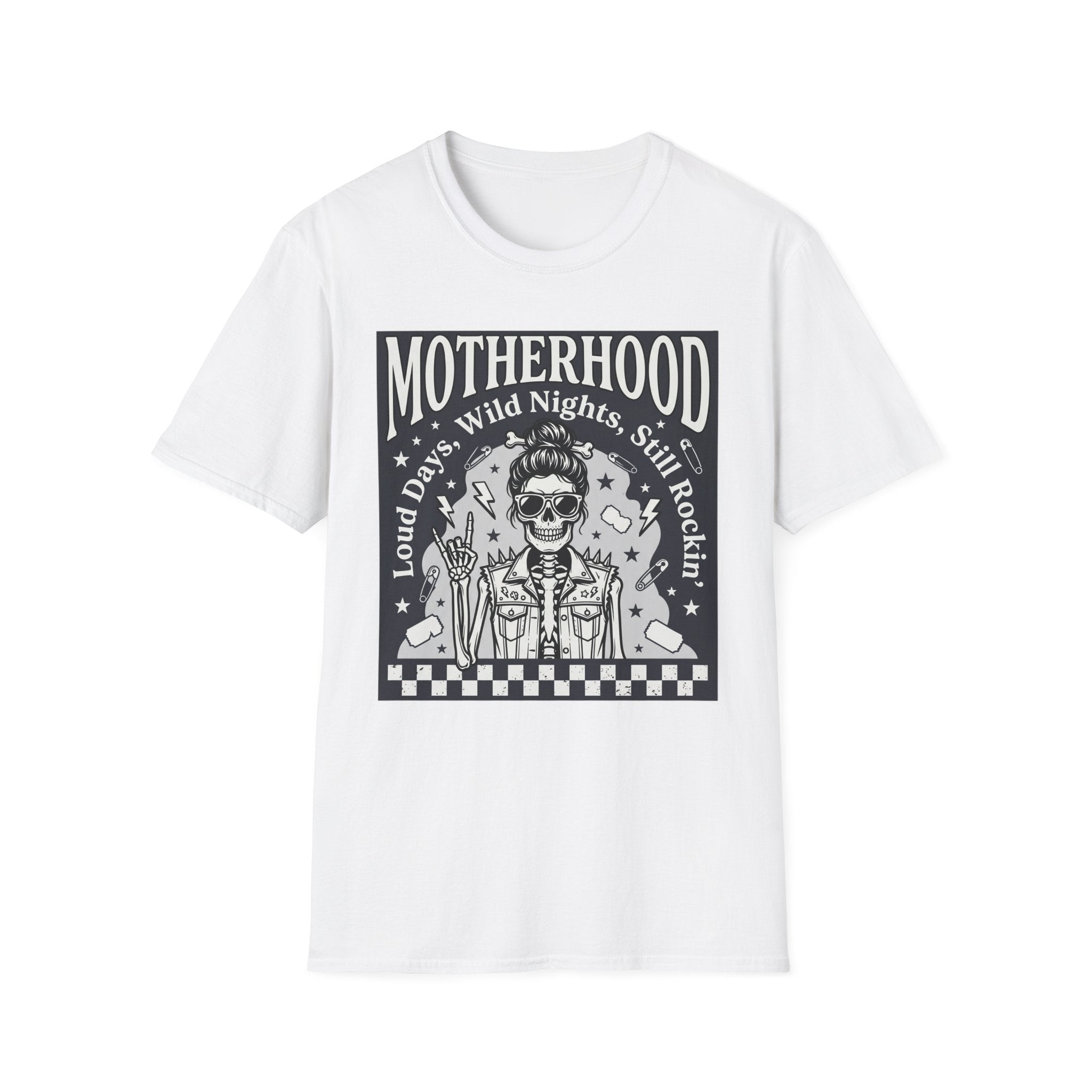 "Motherhood: Loud Days, Wild Nights, Still Rockin'" Graphic T-Shirt